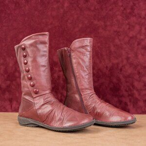 Miz Mooz Women Petrillo Victorian Zip Round Burgundy Leather Boots sz 8.5US EUR3